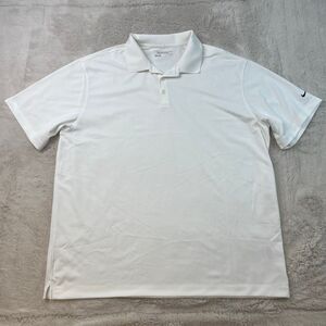 Nike Golf Dri-FIT Polo Shirt Mens XXL White Athletic  Swoosh Tour Performance